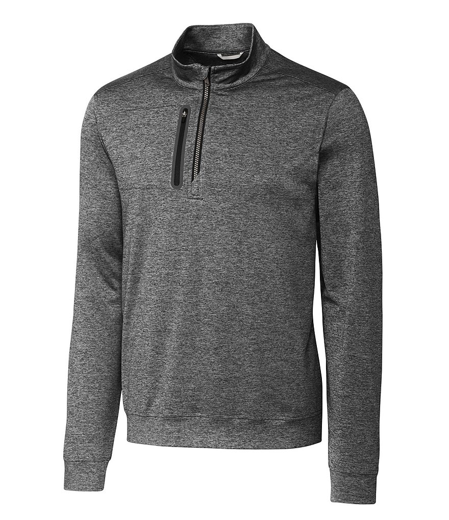 Эластичный пуловер Cutter & Buck Big & Tall Stealth Performance с застежкой-молнией до половины длины, серый