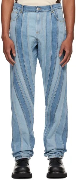 Синие джинсы со спиральной застежкой Mugler, цвет Medium blue