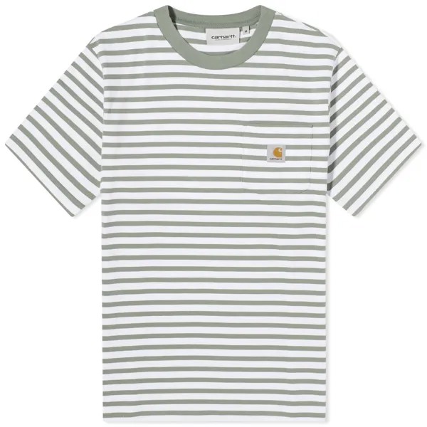 Футболка Carhartt Wip Seidler Stripe Pocket, светло-зеленый/белый