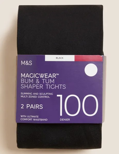 2 пары непрозрачных колготок Magicwear плотностью 100 ден Marks & Spencer, черный