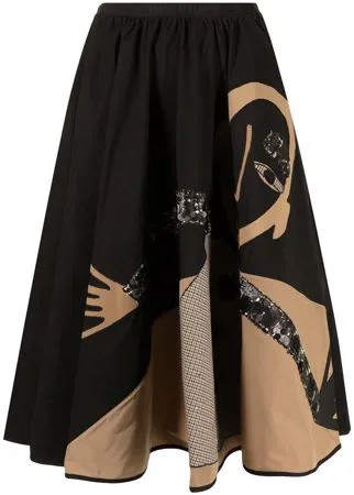 Antonio Marras юбка А-силуэта с пайетками и принтом