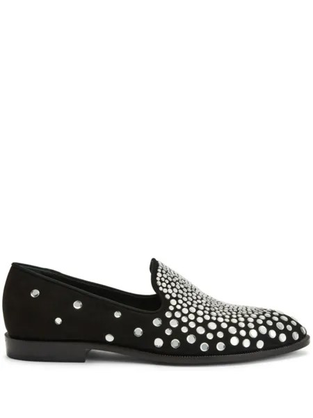 Giuseppe Zanotti лоферы Peghasus с кристаллами, черный