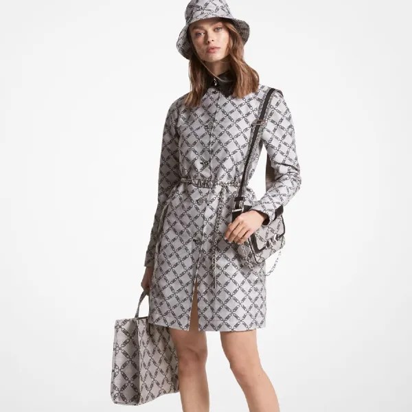 Пальто Michael Kors Empire Logo Jacquard Trench, черный/серый