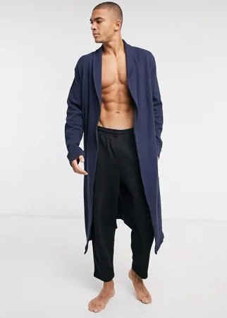 Темно-синий халат для дома из вафельного трикотажа ASOS DESIGN
