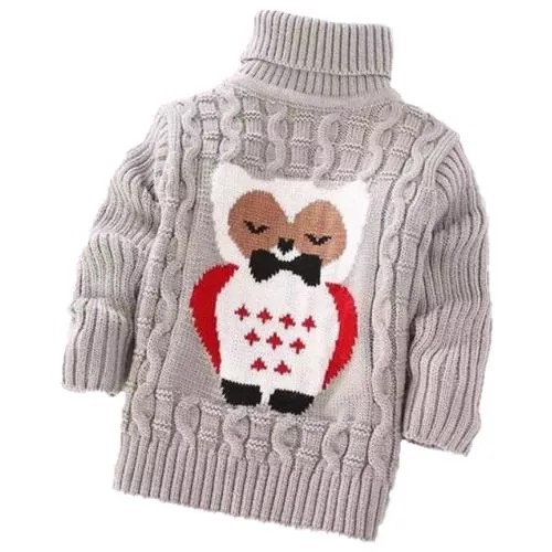 Свитер шерстяной детский/новогодний свитер/ полувер/свитер с совой/свитер для мальчика/свитер для девочки/свитер с подкладкой/утепленный