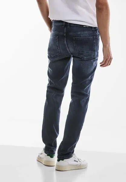 STREET ONE MEN Прямые джинсы, смесь мягких материалов, темно-синий