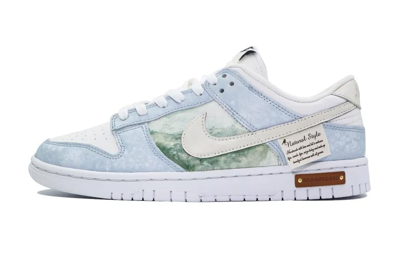 Кроссовки Nike Dunk Skateboarding Shoes Women's Low-top Beige/Blue, бежевый/синий