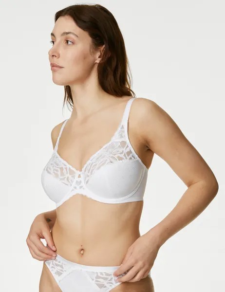 Бюстгальтер с полной чашкой на косточке Wild Blooms F-J Marks & Spencer, белый