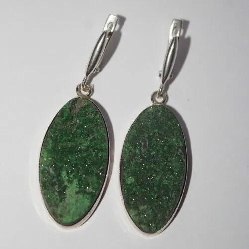 Серьги с подвесками True Stones, гранат, зеленый