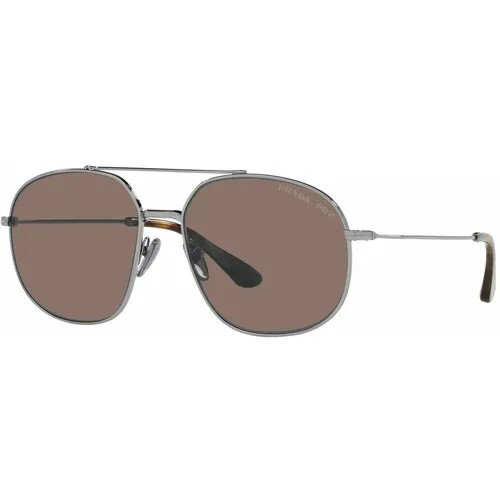 Солнцезащитные очки Prada PR 51YS 5AV05C, авиаторы, оправа: металл, поляризационные, с защитой от УФ, для мужчин, серебряный