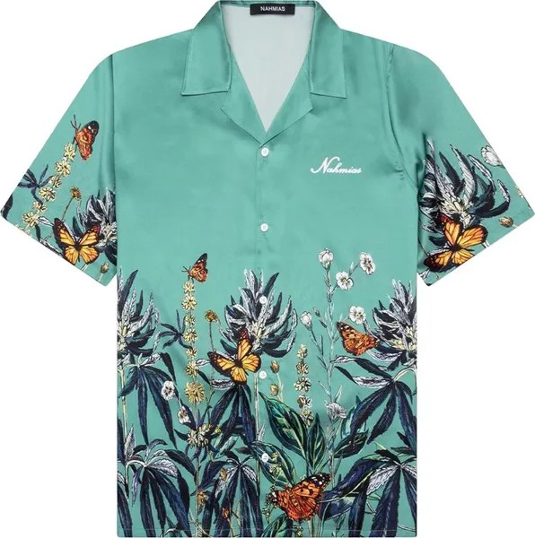 Рубашка Nahmias Botanical Silk Short-Sleeve 'Jade Green/Multicolor', зеленый