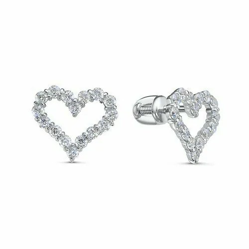 Серьги пусеты Del'ta, серебро, 925 проба, фианит, бесцветный