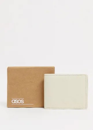 Светло-бежевый кожаный кошелек двойного сложения ASOS DESIGN-Нейтральный