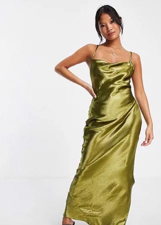 Платье макси со шнуровкой на спинке ASOS DESIGN petite-Зеленый цвет