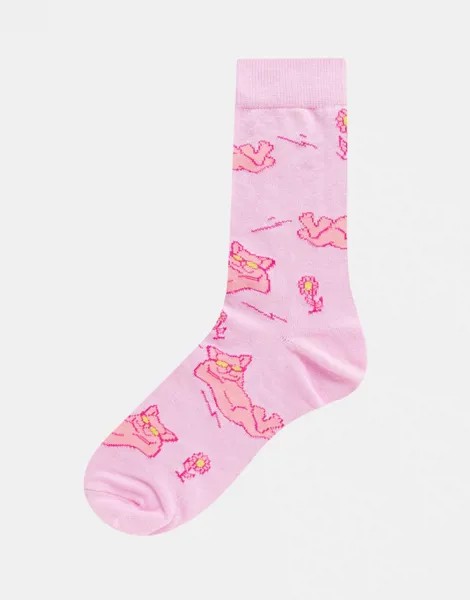 Носки до щиколотки с розовыми кошками ASOS DESIGN-Розовый