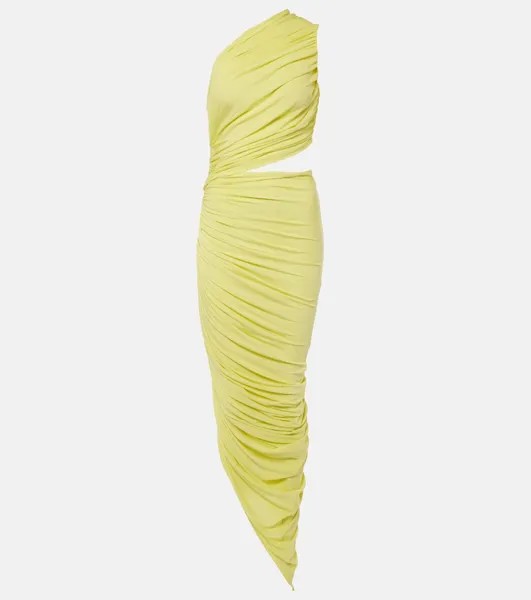 Платье из джерси со сборками и вырезами Alaïa, желтый