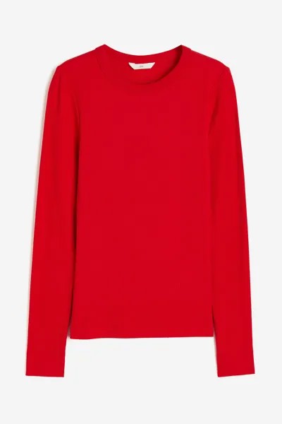 Лонгслив H&M Ribbed Modal-blend, красный