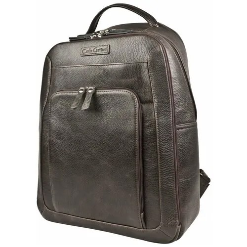 Мужской кожаный рюкзак для ноутбука 15,6 дюймов Carlo Gattini Montemoro 3044-04 Brown Темно-коричневый