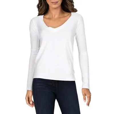 James Perse Женская белая рубашка с длинными рукавами и v-образным вырезом Топ 2 BHFO 0459