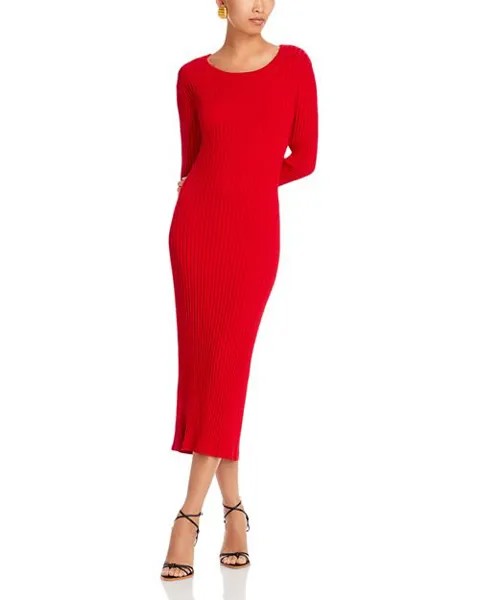 Платье-свитер в рубчик с открытой спиной FARM Rio, цвет Red