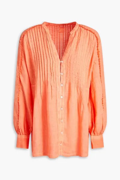Льняная блузка с защипами 120% Lino, оранжевый