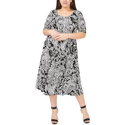 Женское черно-белое платье миди MSK с принтом плюс 1 шт. BHFO 5940