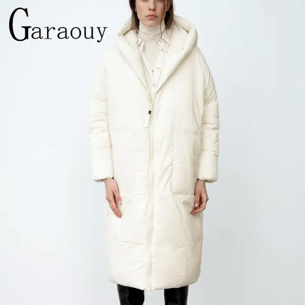 Garaouy2022 новые зимние куртки, женские длинные хлопковые парки, пальто, женское черное теплое хлопковое пальто, женская Повседневная Свободная...