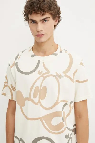 Хлопковая футболка BEAU-MICKEY x Disney Desigual, бежевый
