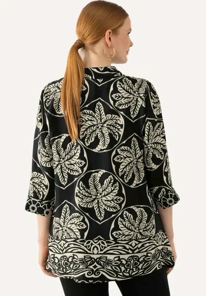 Блуза MIXED LEAF 3/4 SLEEVE Ulla Popken, черный