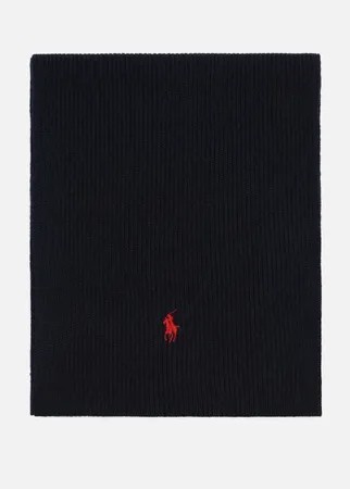 Шарф Polo Ralph Lauren Merino Wool Embroidered Polo Pony, цвет чёрный