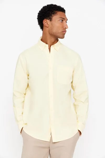 Однотонная оксфордская рубашка Cortefiel, желтый