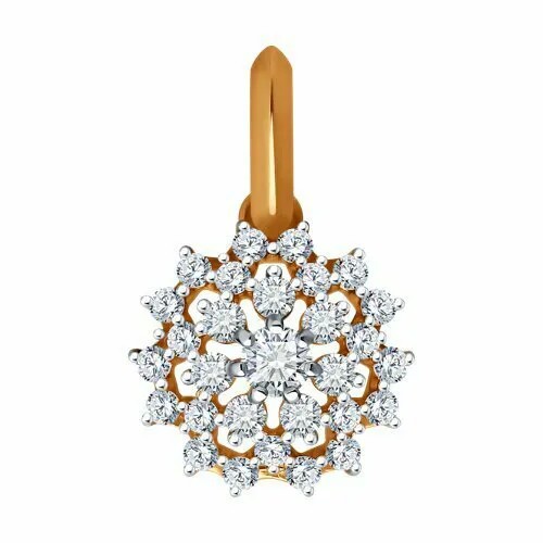 Подвеска GOLD CENTER, красное золото, 585 проба, фианит