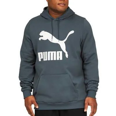 Puma Classics Logo Pullover Hoodie Big Tall Мужская серая повседневная верхняя одежда 533304-82