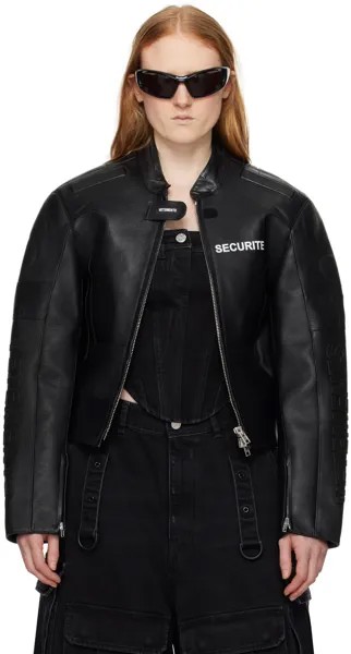 Черная кожаная куртка Securite для мотокросса Vetements, цвет Black