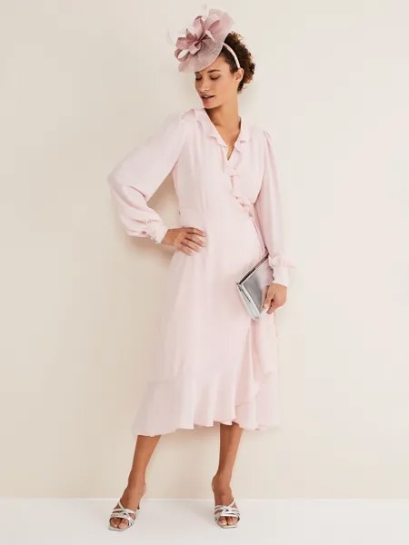 Платье миди с оборками Phase Eight Daisie, нежно-розовый