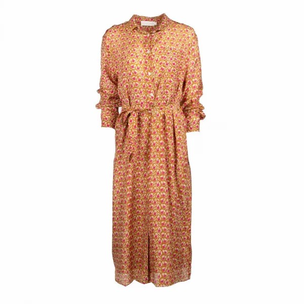 Длинное платье-рубашка с длинными рукавами коричневое с цветочным узором eloine Женщина LA PETITE ETOILE