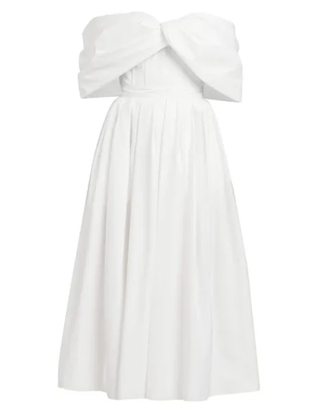 Корсетное платье-миди с открытыми плечами Alexander McQueen, белый