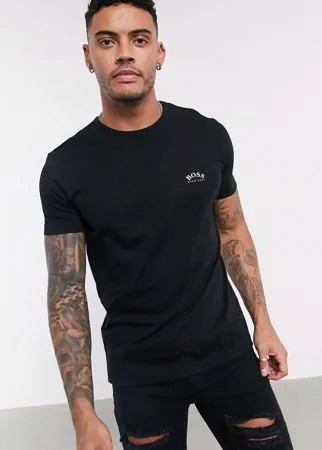 Черная футболка с маленьким логотипом на груди BOSS Athleisure Tee Curved-Черный