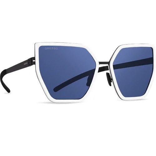 Титановые солнцезащитные очки GRESSO Alejandra - кошачий глаз / синие монолитные / кант белый