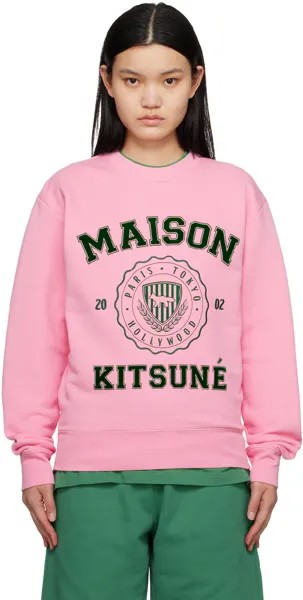 Розовый свитшот для университетской команды Hotel Olympia Edition Maison Kitsune