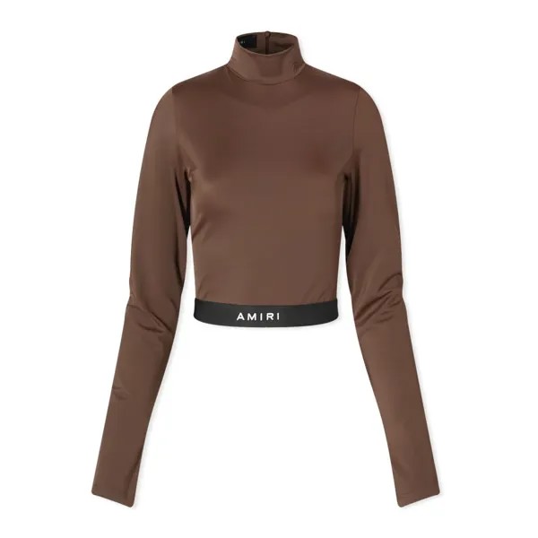 Лонгслив Amiri Long Sleeve Mock Neck Crop, коричневый