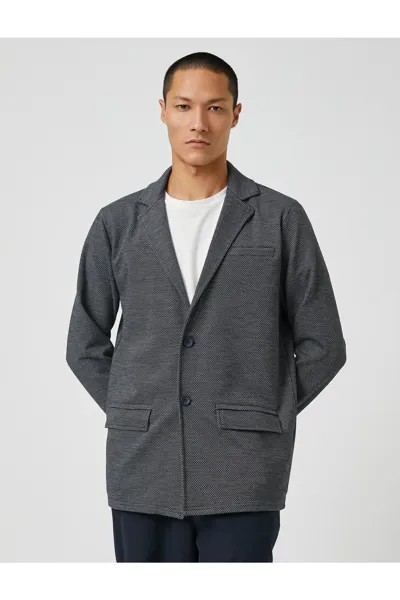 Базовая куртка с широким воротником на пуговицах и детальным карманом Koton, серый