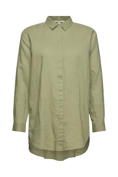 Рубашка из смесового льна Esprit, зеленый