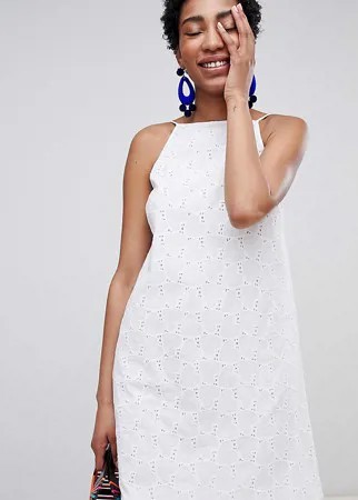 Сарафан мини с глубоким вырезом на спине ASOS DESIGN Tall-Белый