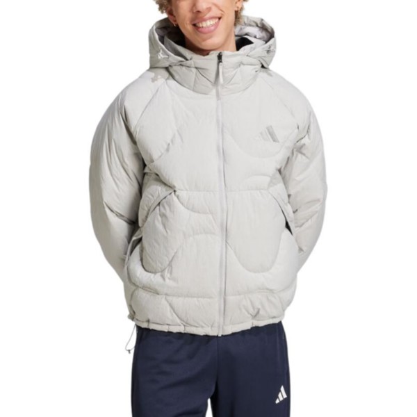 Пуховик унисекс светло-серый Adidas, серый