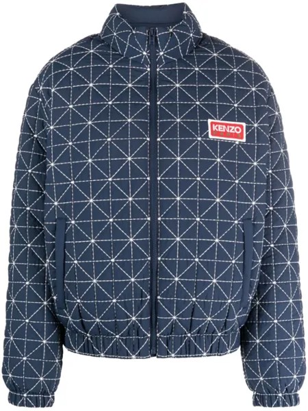 Kenzo пуховик Sashiko Stitch, синий