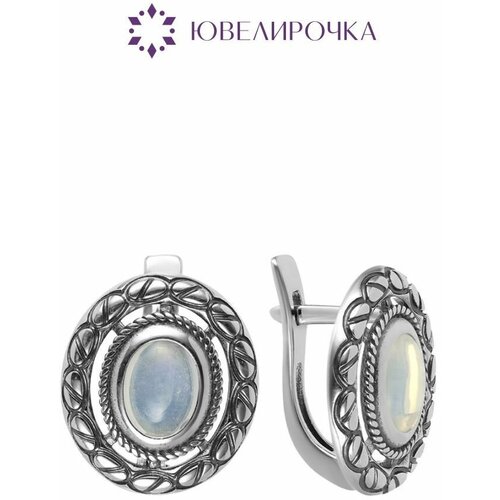 Серьги  2063266, серебро, 925 проба, оксидирование, опал, серебряный