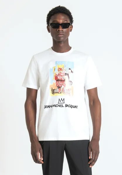 Футболка с принтом Regular Fit T-Shirt With Basquiat Print Antony Morato, цвет cream