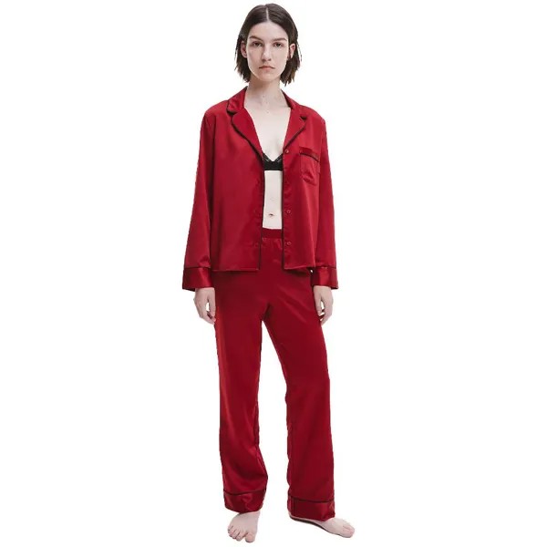 Пижамный комплект Calvin Klein Stripes Long Sleeve, красный