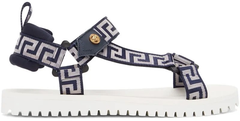 Темно-синие и белые сандалии 'La Greca' Versace